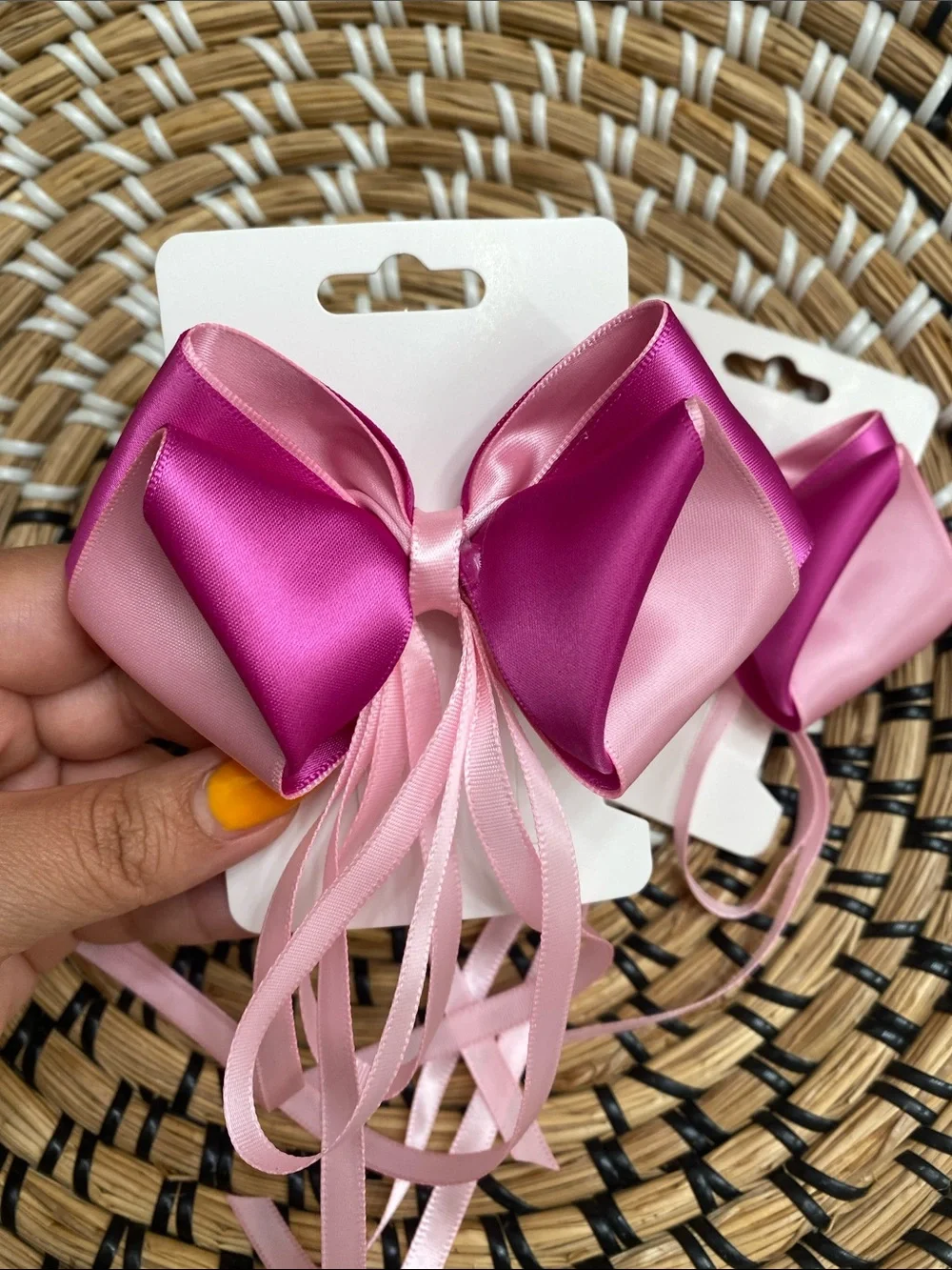 Pink and Fuchsia Satin Ribbon Hair Bows